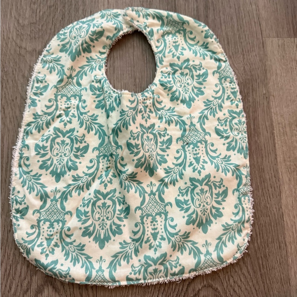 Elegant Teal and Cream Baby Bib